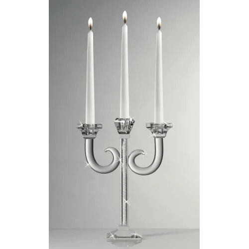 CANDELABRO 3 FIAMME IN CRISTALLO CON BRILLANTINI - RANOLDI 