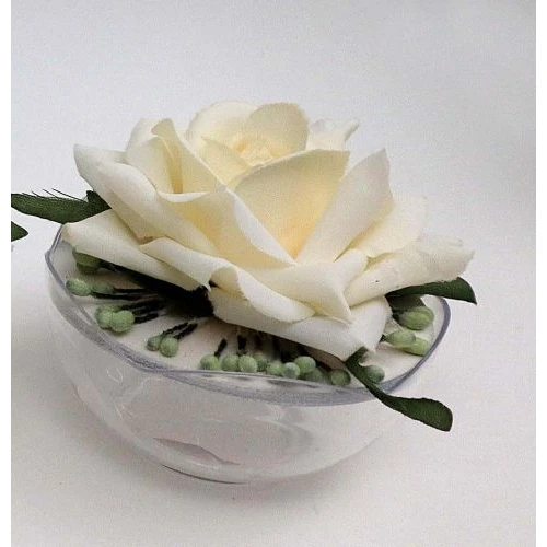 OFFERTA - Scatola PVC portaconfetti con rosa - crema