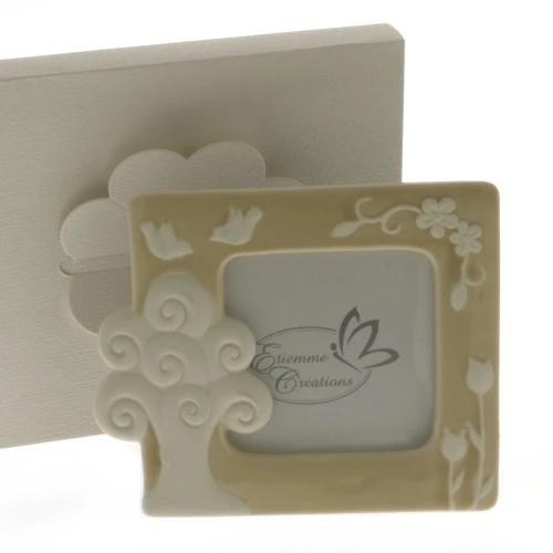 Cornicetta in porcellana con albero e uccellini