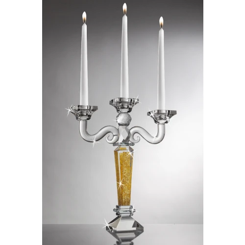 CANDELABRO 3 FIAMME IN CRISTALLO ELEMENDI DORATI - RANOLDI 