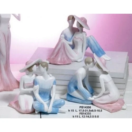 Innamorati in resina colore celeste e rosa - Mandorle