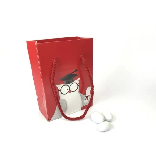 Shopper Gufo Laurea rosso