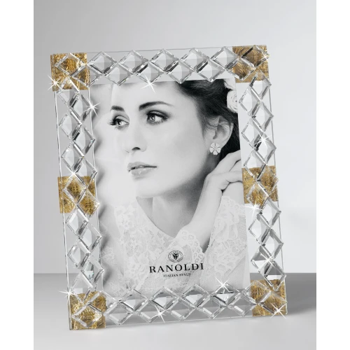 PORTAFOTO IN CRISTALLO CON INSERTI IN ORO cm.13X18 - RANOLDI