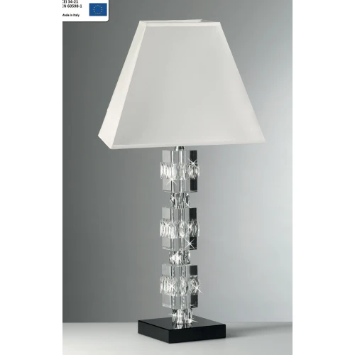 Lampada in Cristallo Ranoldi con Cubi a Rilievo e Base Nera | Design Italiano cm.64
