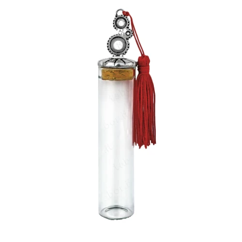 Fiala in vetro con ingranaggi - Bomboniera laurea in Ingegneria meccanica