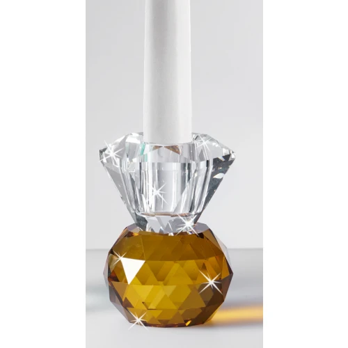 Portacandele in Cristallo Bicolor Ranoldi: Bomboniera Matrimonio Made in Italy cm.6x6x9 Ambra