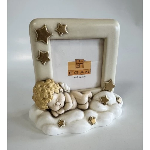 PORTAFOTO CON ANGIOLETTO CERAMICA ORIGINALE EGAN CM.16x17