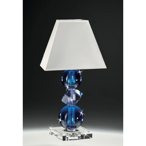 Lampada in Cristallo Ranoldi Violetto e Blu con Paralume Bianco | cm.43
