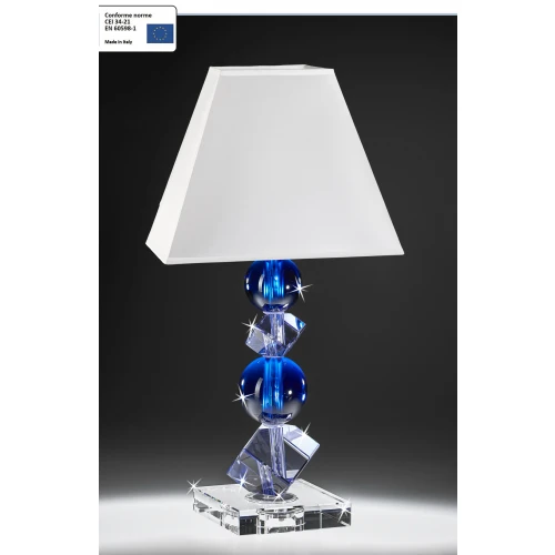 Lampada in Cristallo Ranoldi Violetto e Blu con Paralume Bianco | cm.55
