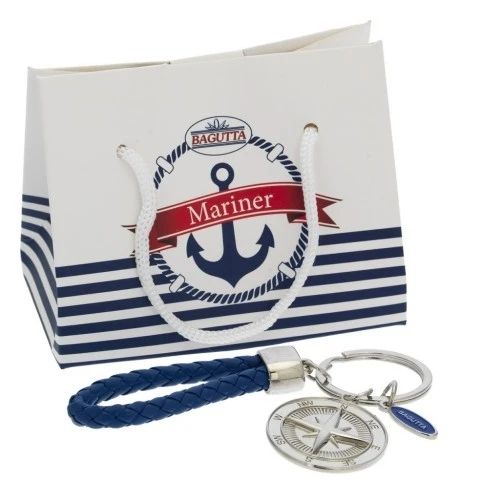 PORTACHIAVI MARINER CON ROSA DEI VENTI E CORDONE BLU