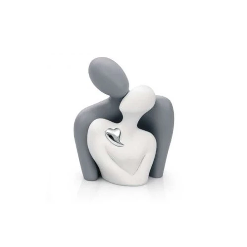 Scultura coppia innamorati con cuore in argento - Bongelli