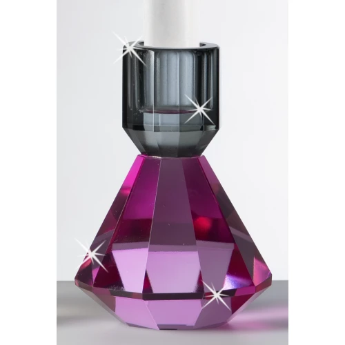 Portacandele in Cristallo bicolor Ranoldi: Bomboniera Matrimonio cm.8x8x11 Fuxia-Antracite