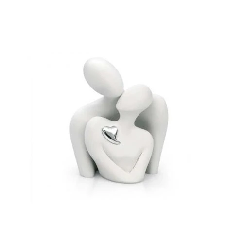 Scultura di innamorati con cuore in argento - Bongelli