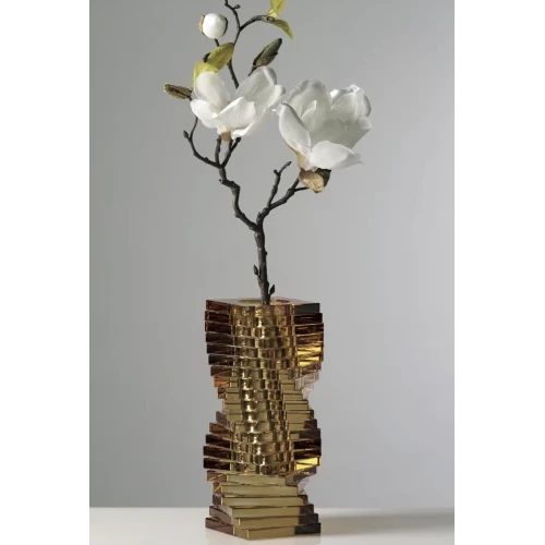 VASO 3D IN CRISTALLO AMBRA - RANOLDI CM. 21