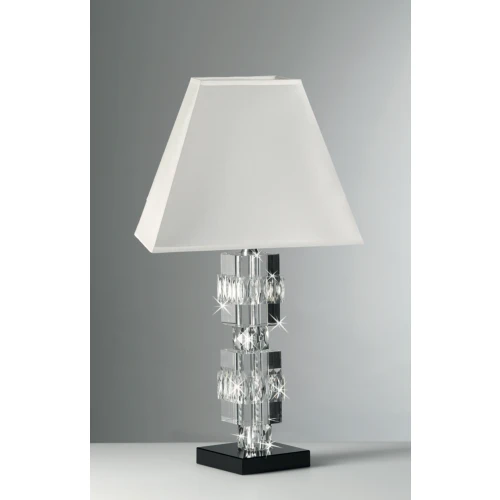 Lampada in Cristallo Ranoldi con Cubi a Rilievo e Base Nera | Design Italiano cm.51