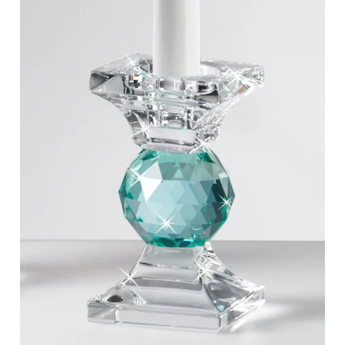 Portacandele in Cristallo colorato Ranoldi: Bomboniera Matrimonio cm.6x6x11 Acqua Marina