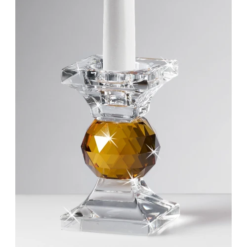 Portacandele in Cristallo colorato Ranoldi: Bomboniera Matrimonio cm.6x6x11 Ambra