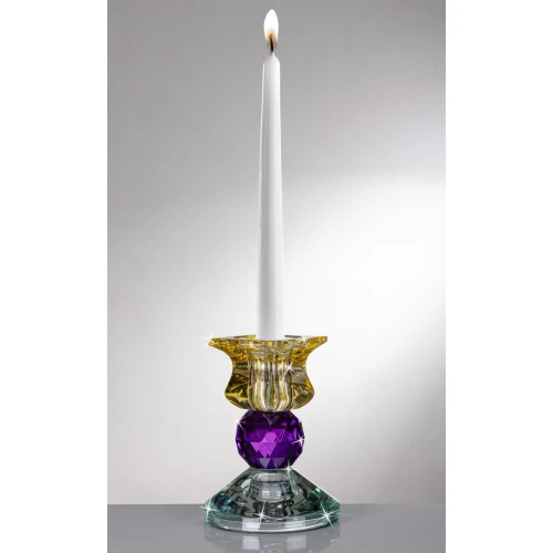 PORTACANDELA IN CRISTALLO AMBRA E VIOLETTO RANOLDI