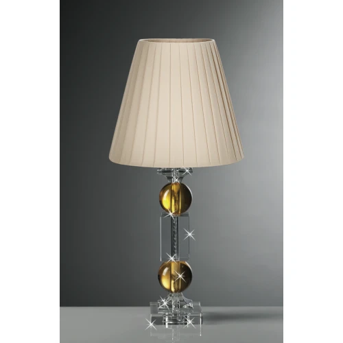 Lampada in Cristallo Ranoldi con Sfere Ambra e Paralume Avorio | Design Italiano - Bassa