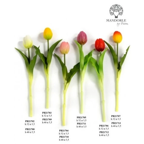 Tulipano Artificiale Real Touch Alto 32 cm: Fiore Singolo Decorativo Bianco