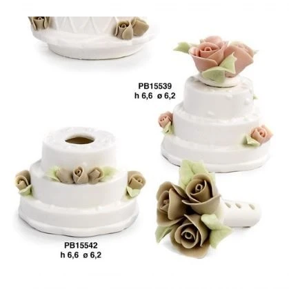 Diffusore torta con roselline in porcellana - Mandorle