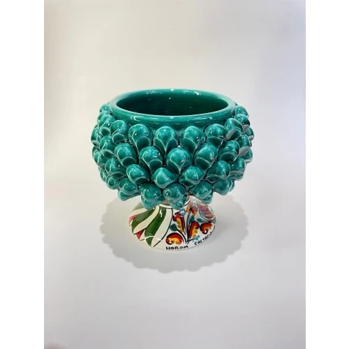 CACHEPOT DECORATO VERDE CM.15 CALTAGIRONE