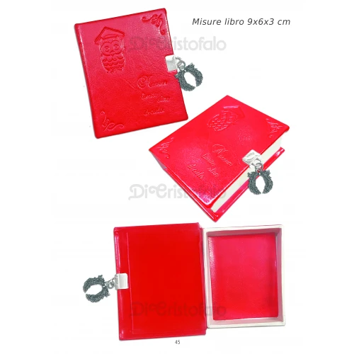 Bomboniera laurea libro portaconfetti ciondolo corona di alloro