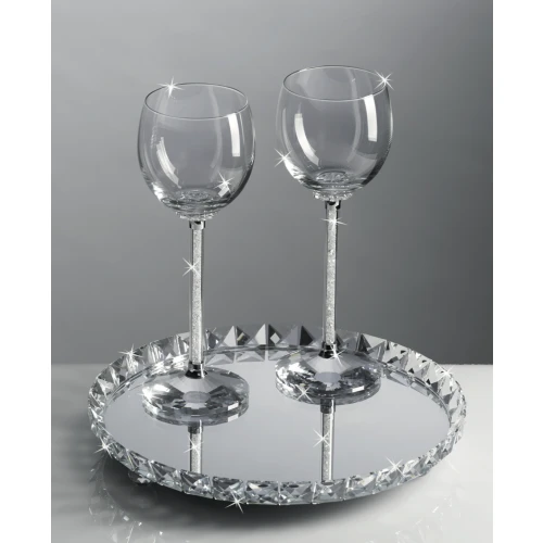 Vassoio Tondo Ranoldi in Cristallo e Fondo a Specchio – Design di Lusso Made in Italy