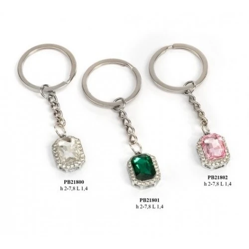 Portachiavi Bomboniera in Metallo con Pietra Brillante – Segnaposto 2 cm. Verde