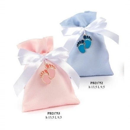 Sacchettino con confetti rosa per la nascita di una bimba cm.13,5