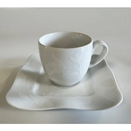 tazzina caffè in fine porcellana decorata a rilievo - weissestal