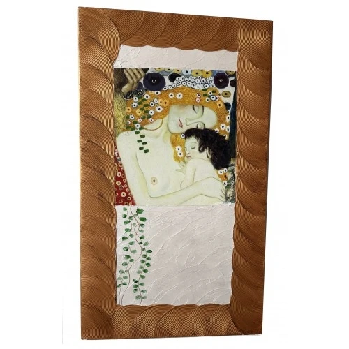 Riproduzione La tela della madre e del bambino di Gustav Klimt pittura a spatola
