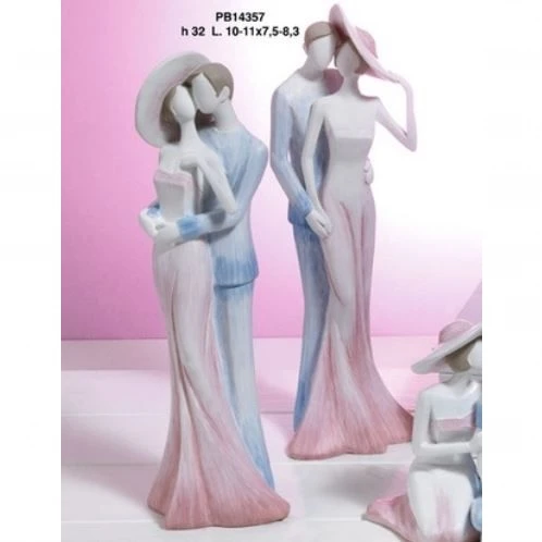 Innamorati in resina colore celeste e rosa - Mandorle