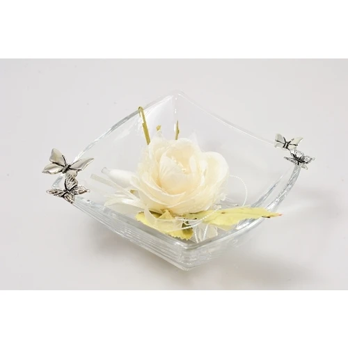 Ciotolina in cristallo con farfalle in argento