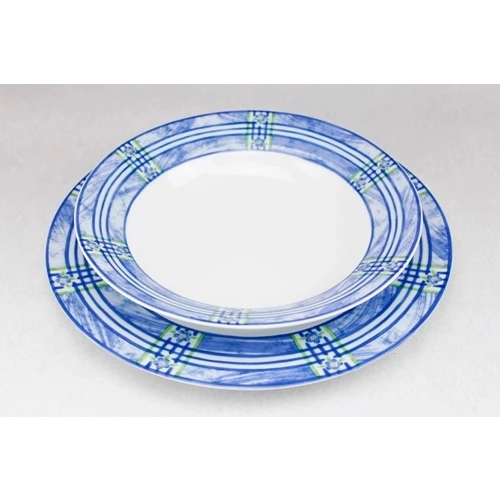 Servizio di piatti con bordi blu - 53pz