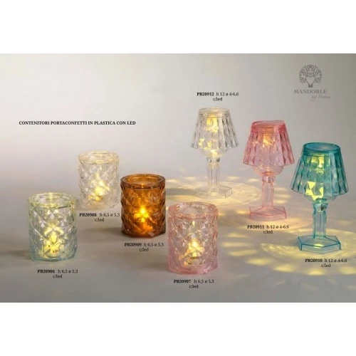 ABAT-JOUR CONTENITORE X CONFETTI CELESTE CON LED 12 CM. PLASTICA