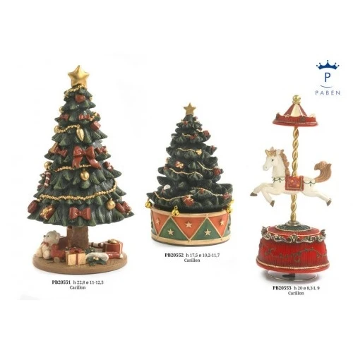 ALBERO DI NATALE CON CAMPANELLI 17.5 CM. RESINA CARILLON