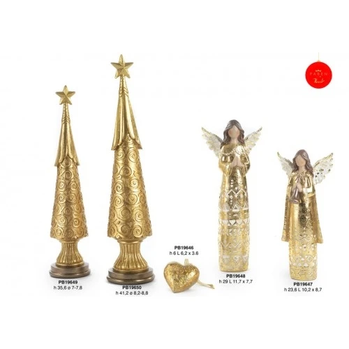 ALBERO DI NATALE STIL. CON STELLA 35.6 CM. RESINA ORO