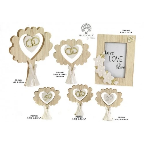 ALBERO/INNAMORATI STIL. 17.8 CM. LEGNO-PORC G.BOX