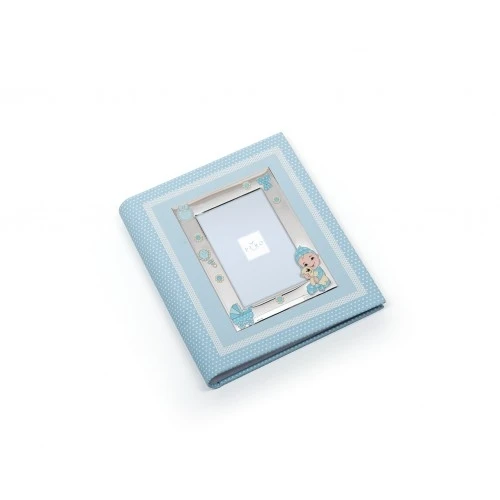 ALBUM BIMBO CON PELUCHE 20X25 CELESTE CON P.FOTO 9X13