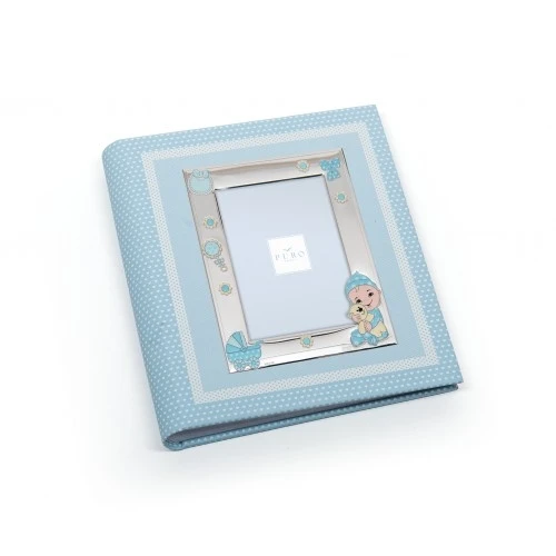 ALBUM BIMBO CON PELUCHE 25X30 CELESTE CON P.FOTO 13X18