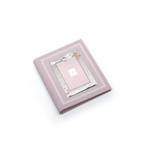 ALBUM CICOGNA 20X25 ROSA CON FOTO 9X13