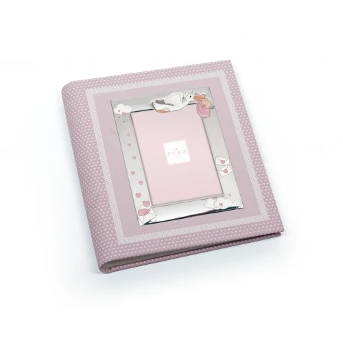 ALBUM CICOGNA 25X30 ROSA CON FOTO 13X18