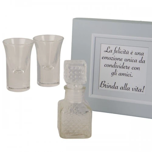 SET 2 BICCHIERI E UNA BOTTIGLIA 50 ML CON BOX 