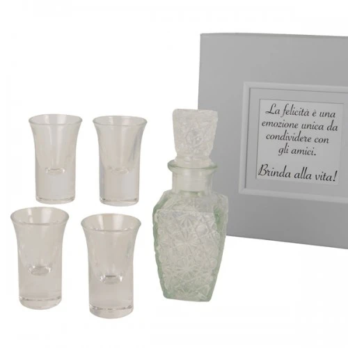 SET 4 BICCHIERINI E UNA BOTTIGLIA 100 ML CON BOX