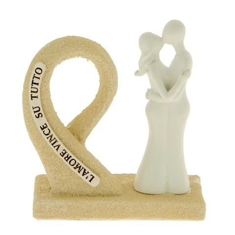 STATUETTA COPPIA INNAMORATI IN CERAMICA CM 8,5
