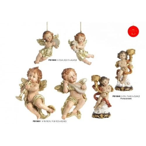 ANGELO CON STRUMENTO MUSICALE 19.3 CM. RESINA