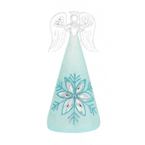 ANGELO CONICO CON FIORE h. 16 - AZZURRO