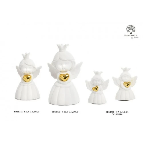 ANGELO CORONA CUORE ORO 7 CM PORCELLANA CALAMITA