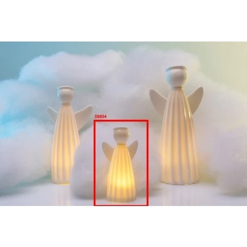 Bomboniera Solidale Cuorematto Comunione: Angelo in Porcellana con Luce LED cm.10